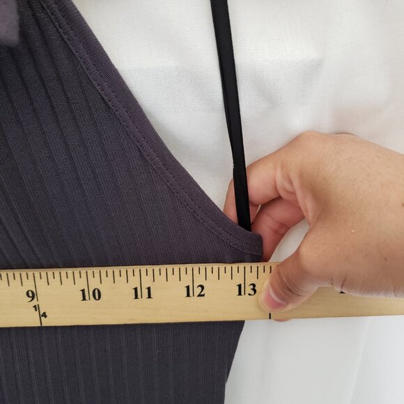 Forever 21 Dark Gray Collard V Neck Sleeveless Backless Fitted Knit Dress Size S - Picture 5 of 10